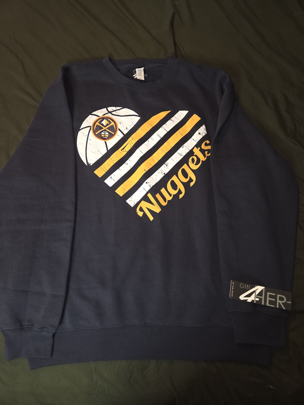 Denver Nuggets Navy Graphic Crewneck Sweatshirt